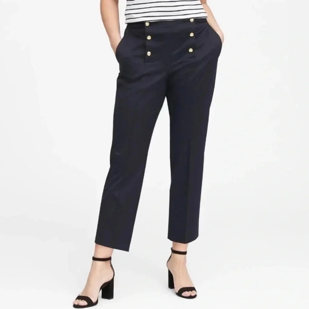 Banana Republic Avery Navy Blue Ankle Cropped Pants Nautical Sailor